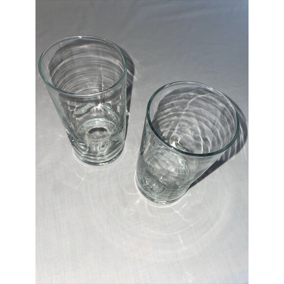 Crisa Libbey Impressions Clear Glass Tumblers Sz  3” Wide 6” Tall Set Of 2 16 Oz - Picture 1 of 12